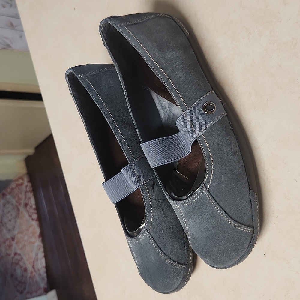 Blue Leather Suede Upper Flat Mary Jane Slip On Comfort What’s What Aerosoles - Picture 10 of 10